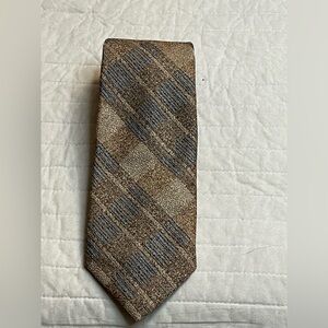 Wembley tan and blue plaid neck tie